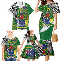 Cook Islands Independence Day Family Matching Mermaid Dress and Hawaiian Shirt National Flag and Emblem with Tatau Tattoo LT03 - Polynesian Pride