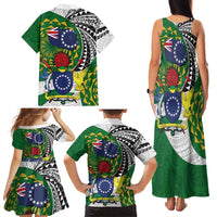 Cook Islands Independence Day Family Matching Tank Maxi Dress and Hawaiian Shirt National Flag and Emblem with Tatau Tattoo LT03 - Polynesian Pride