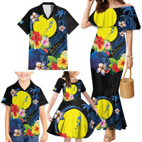 Palau Independence Day Family Matching Mermaid Dress and Hawaiian Shirt Melanesian Tattoo with Hibiscus LT03 - Polynesian Pride