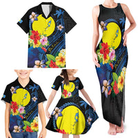Palau Independence Day Family Matching Tank Maxi Dress and Hawaiian Shirt Melanesian Tattoo with Hibiscus LT03 - Polynesian Pride
