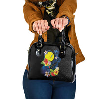 Palau Independence Day Shoulder Handbag Melanesian Tattoo with Hibiscus