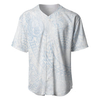 Hawaiian Turtles and Leis Baseball Jersey Tribal Kakau Pattern Airy White Blue Cloud Vibe
