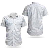 Hawaiian Turtles and Leis Couples Matching Tank Maxi Dress and Hawaiian Shirt Tribal Kakau Pattern Airy White Blue Cloud Vibe LT03 - Polynesian Pride