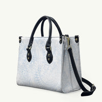 Hawaiian Turtles and Leis Leather Bag Tribal Kakau Pattern Airy White Blue Cloud Vibe