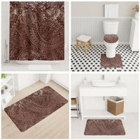Hawaiian Turtles and Leis Bathroom Set Tribal Kakau Pattern Mocha Mousse Color
