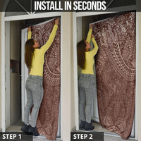 Hawaiian Turtles and Leis Door Cover Tribal Kakau Pattern Mocha Mousse Color