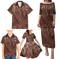Hawaiian Turtles and Leis Family Matching Puletasi and Hawaiian Shirt Tribal Kakau Pattern Mocha Mousse Color LT03 - Polynesian Pride
