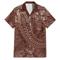 Hawaiian Turtles and Leis Family Matching Puletasi and Hawaiian Shirt Tribal Kakau Pattern Mocha Mousse Color LT03 Dad's Shirt - Short Sleeve Mocha Mousse - Polynesian Pride
