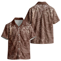 Hawaiian Turtles and Leis Kid Hawaiian Shirt Tribal Kakau Pattern Mocha Mousse Color LT03 - Polynesian Pride