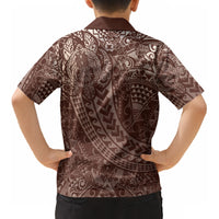 Hawaiian Turtles and Leis Kid Hawaiian Shirt Tribal Kakau Pattern Mocha Mousse Color LT03 - Polynesian Pride