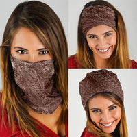 Hawaiian Turtles and Leis Neck Gaiter Tribal Kakau Pattern Mocha Mousse Color