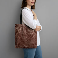 Hawaiian Turtles and Leis Tote Bag Tribal Kakau Pattern Mocha Mousse Color