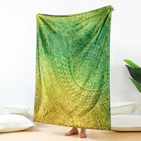 Hawaiian Turtles and Leis Blanket Tribal Kakau Pattern Fresh Summer Vibe