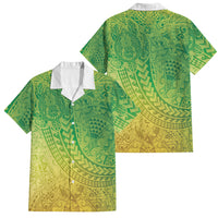 Hawaiian Turtles and Leis Family Matching Puletasi and Hawaiian Shirt Tribal Kakau Pattern Fresh Summer Vibe LT03 Dad's Shirt - Short Sleeve Green - Polynesian Pride