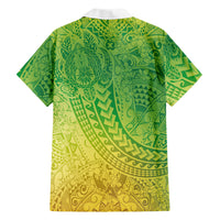 Hawaiian Turtles and Leis Family Matching Short Sleeve Bodycon Dress and Hawaiian Shirt Tribal Kakau Pattern Fresh Summer Vibe