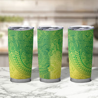Hawaiian Turtles and Leis Tumbler Cup Tribal Kakau Pattern Fresh Summer Vibe