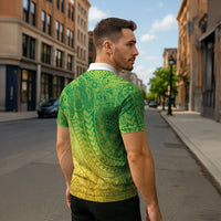Hawaiian Turtles and Leis Zipper Polo Shirt Tribal Kakau Pattern Fresh Summer Vibe