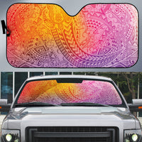 Hawaiian Turtles and Leis Auto Sun Shade Tribal Kakau Pattern Magical Rainbow Sky