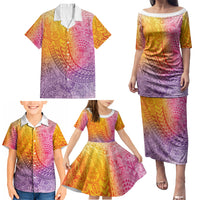 Hawaiian Turtles and Leis Family Matching Puletasi and Hawaiian Shirt Tribal Kakau Pattern Magical Rainbow Sky LT03 - Polynesian Pride