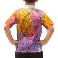 Hawaiian Turtles and Leis Kid Hawaiian Shirt Tribal Kakau Pattern Magical Rainbow Sky LT03 - Polynesian Pride