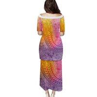 Hawaiian Turtles and Leis Puletasi Tribal Kakau Pattern Magical Rainbow Sky