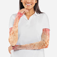 Hawaiian Turtles and Leis Arm Sleeves Tribal Kakau Pattern Peach Fuzz Color
