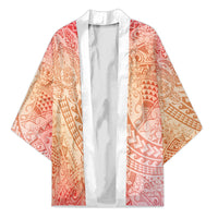 Hawaiian Turtles and Leis Kimono Tribal Kakau Pattern Peach Fuzz Color