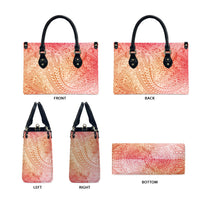 Hawaiian Turtles and Leis Leather Bag Tribal Kakau Pattern Peach Fuzz Color
