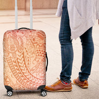 Hawaiian Turtles and Leis Luggage Cover Tribal Kakau Pattern Peach Fuzz Color