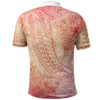 Hawaiian Turtles and Leis Polo Shirt Tribal Kakau Pattern Peach Fuzz Color LT03 - Polynesian Pride