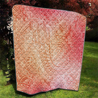 Hawaiian Turtles and Leis Quilt Tribal Kakau Pattern Peach Fuzz Color
