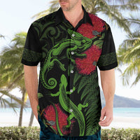 New Zealand Chameleon and Gecko Hawaiian Shirt Maori Silver Fern and Pohutukawa Decoration LT03 - Polynesian Pride
