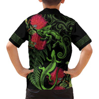 New Zealand Chameleon and Gecko Hawaiian Shirt Maori Silver Fern and Pohutukawa Decoration LT03 - Polynesian Pride