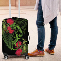 New Zealand Chameleon and Gecko Luggage Cover Maori Silver Fern and Pohutukawa Decoration LT03 Green - Polynesian Pride