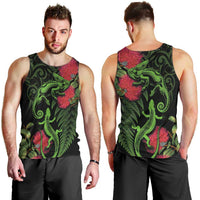 New Zealand Chameleon and Gecko Men Tank Top Maori Silver Fern and Pohutukawa Decoration LT03 - Polynesian Pride