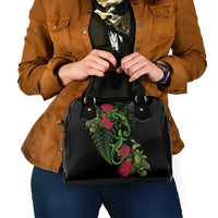 New Zealand Chameleon and Gecko Shoulder Handbag Maori Silver Fern and Pohutukawa Decoration