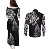 Personalised New Zealand Maori Art Tattoo and Silver Fern Couples Matching Puletasi and Long Sleeve Button Shirt LT03 - Polynesian Pride