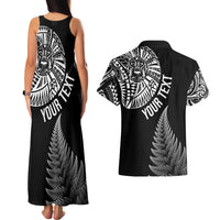 Personalised New Zealand Maori Art Tattoo and Silver Fern Couples Matching Tank Maxi Dress and Hawaiian Shirt LT03 - Polynesian Pride
