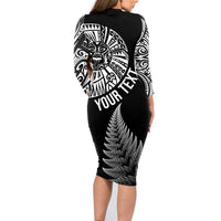 Personalised New Zealand Maori Art Tattoo and Silver Fern Family Matching Long Sleeve Bodycon Dress and Hawaiian Shirt LT03 - Polynesian Pride
