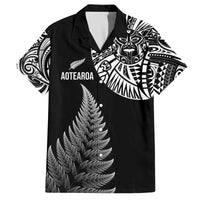 Personalised New Zealand Maori Art Tattoo and Silver Fern Family Matching Off The Shoulder Long Sleeve Dress and Hawaiian Shirt LT03 Dad's Shirt - Short Sleeve Black - Polynesian Pride