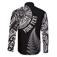 Personalised New Zealand Maori Art Tattoo and Silver Fern Family Matching Off The Shoulder Long Sleeve Dress and Hawaiian Shirt LT03 - Polynesian Pride