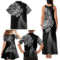 Personalised New Zealand Maori Art Tattoo and Silver Fern Family Matching Tank Maxi Dress and Hawaiian Shirt LT03 - Polynesian Pride