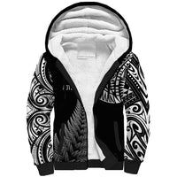 Personalised New Zealand Maori Art Tattoo and Silver Fern Sherpa Hoodie LT03 Unisex Black - Polynesian Pride