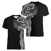 Polynesian Art Traditional Tattoo Pattern Women V-Neck T-Shirt