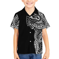Polynesian Art Traditional Tattoo Family Matching Off The Shoulder Long Sleeve Dress and Hawaiian Shirt Simple Style LT03 Son's Shirt Black - Polynesian Pride