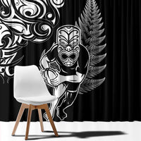 New Zealand Maori Warrior Rugby Window Curtain Silver Fern LT03 - Polynesian Pride