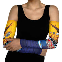 American Samoa Fautasi Arm Sleeves Bald Eage and Sailfish with Kakau Motifs - Polynesian Pride