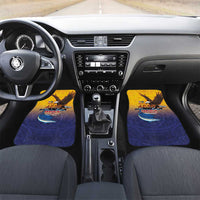 American Samoa Fautasi Car Mats Bald Eage and Sailfish with Kakau Motifs LT03 Set 2pcs - Front Yellow - Polynesian Pride
