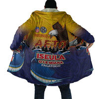 American Samoa Fautasi Cloak Bald Eage and Sailfish with Kakau Motifs - Polynesian Pride