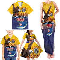 American Samoa Fautasi Family Matching Tank Maxi Dress and Hawaiian Shirt Bald Eage and Sailfish with Kakau Motifs LT03 - Polynesian Pride